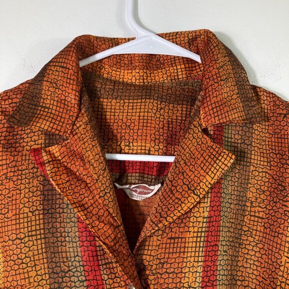 Womens Vintage Kerrybrooke 3/4 Sleeve Orange Brown Dress Button XS - Picture 5 of 8